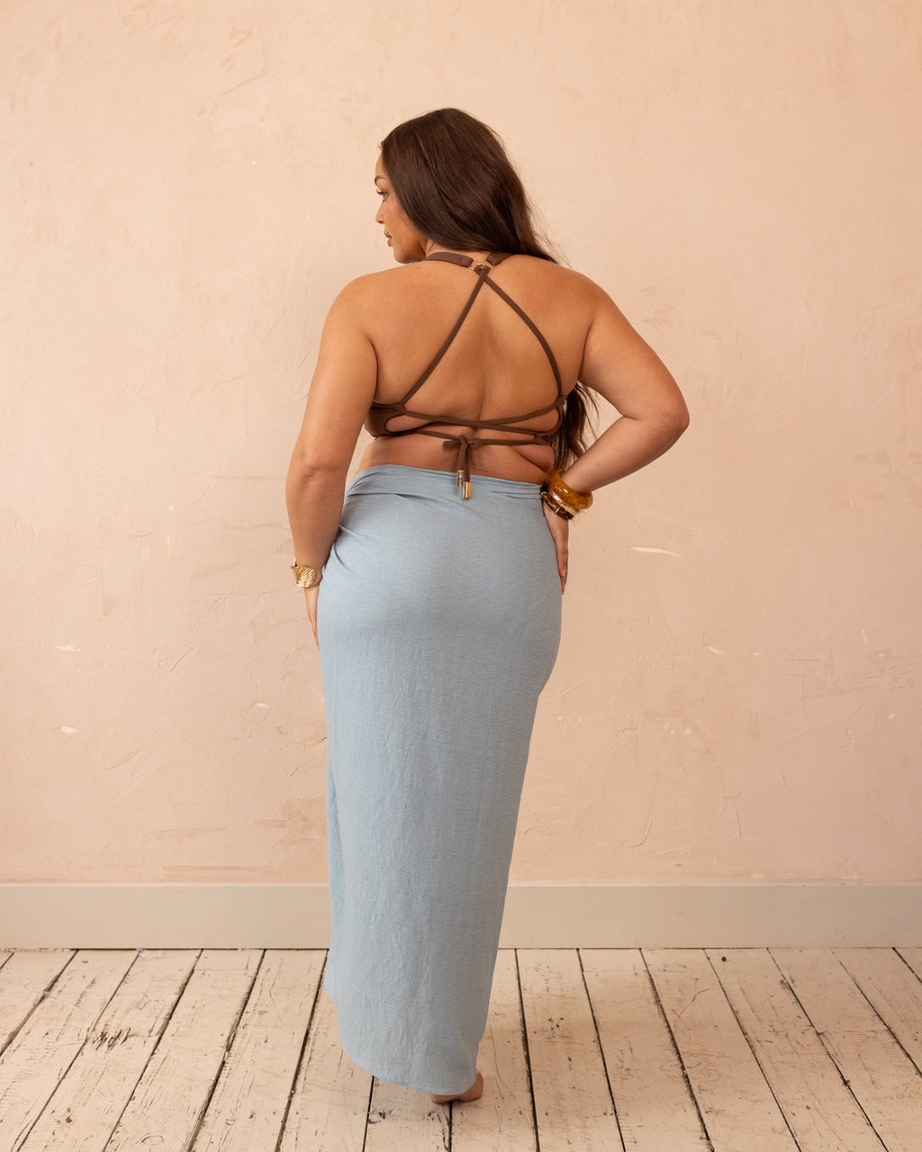 Crinkle Wave Luxe Sarong Cover up - Ice Blue