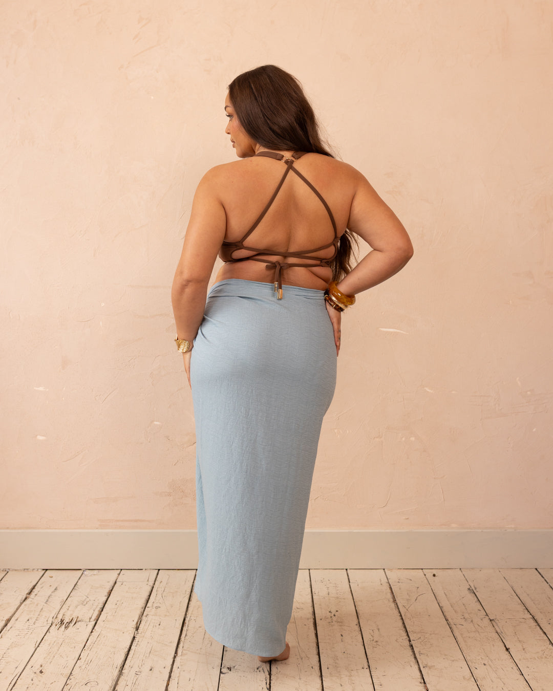 Crinkle Wave Luxe Sarong Cover up - Ice Blue