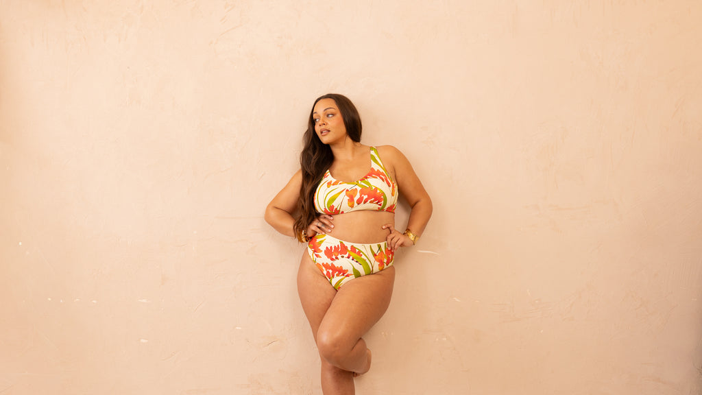High Waisted Reversible Brief Bottom - Botanical and Cloud