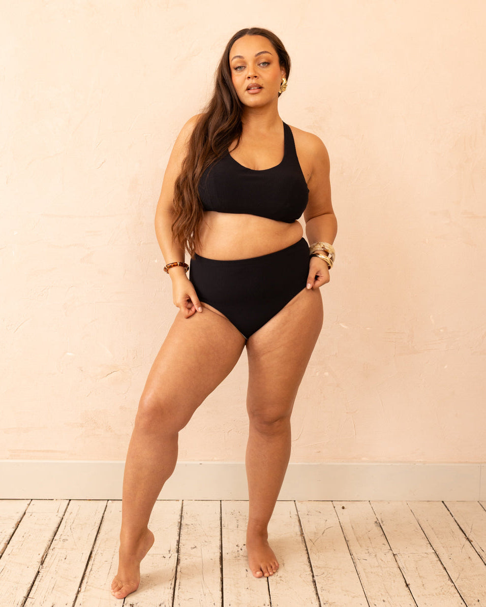 Dassia Sculpt Fuller Bust Bra Top - Noir Rib