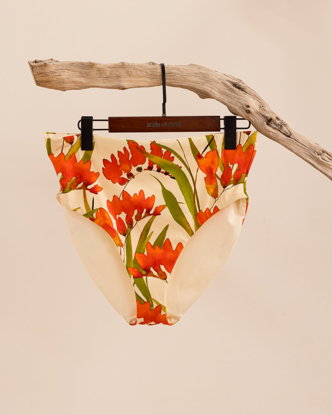 High Waisted Reversible Brief Bottom - Botanical and Cloud