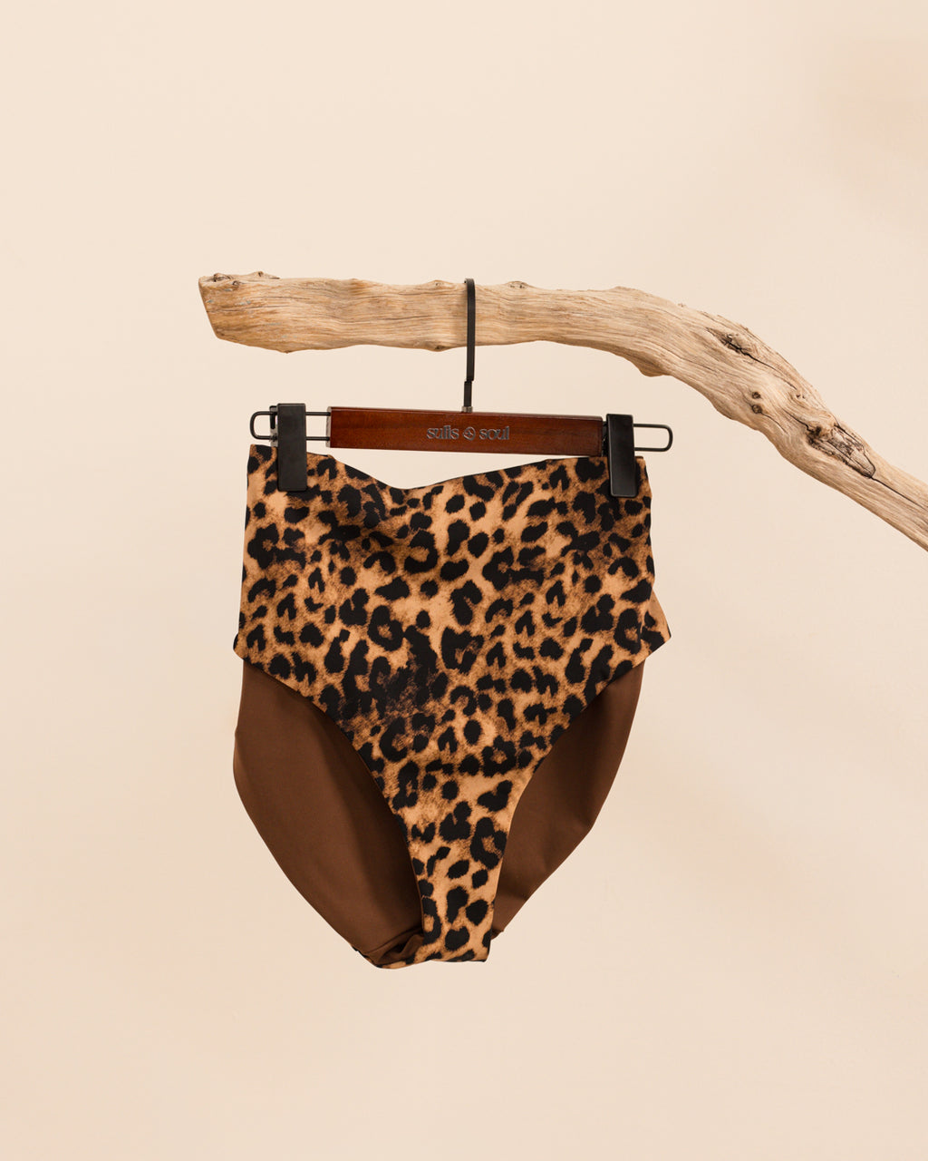 High Waisted Reversible Brief Bottom - Leopard and Chocolate