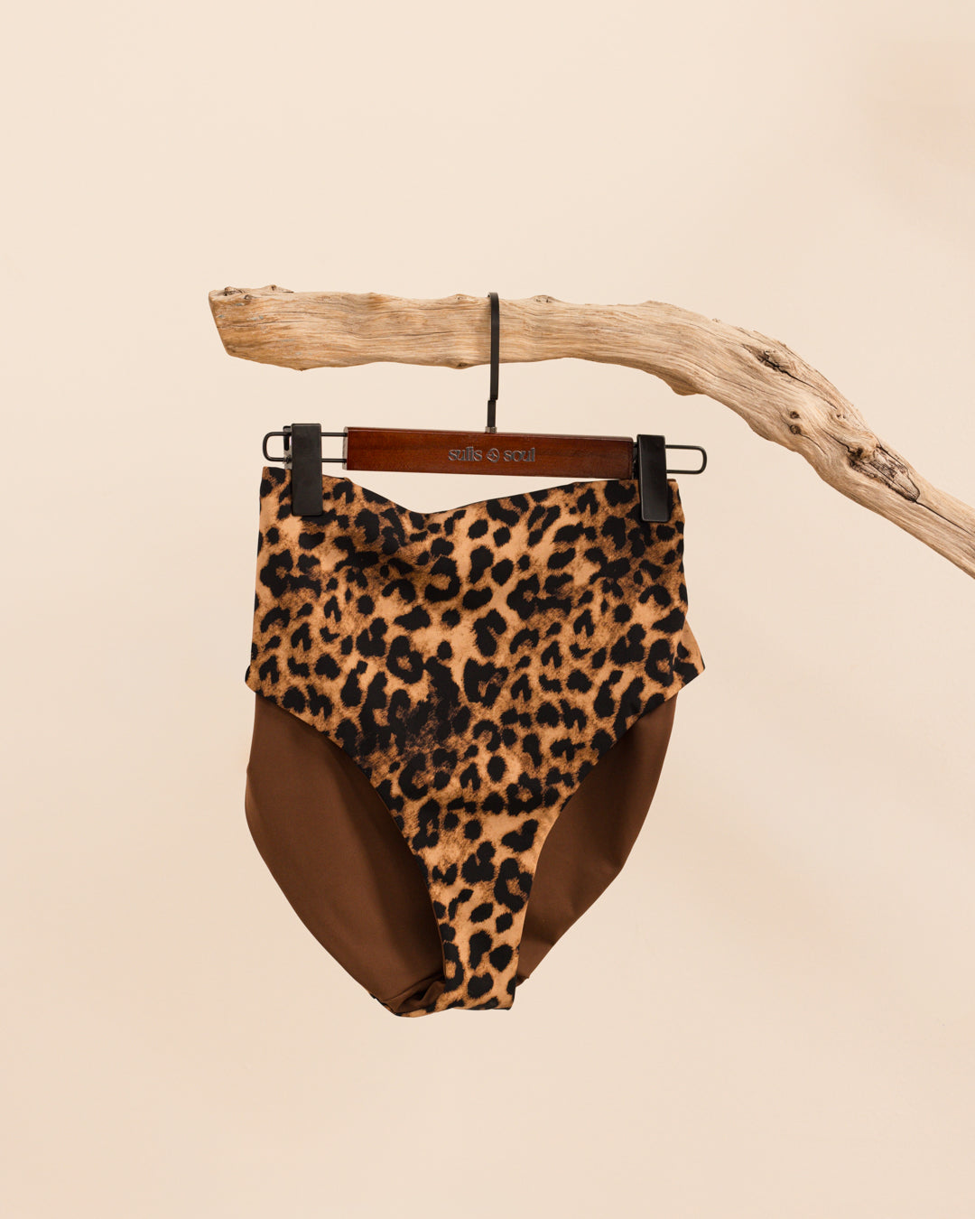 High Waisted Reversible Brief Bottom - Leopard and Chocolate