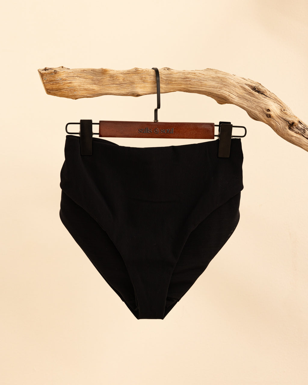 High Leg Brief Bottom - Noir Rib